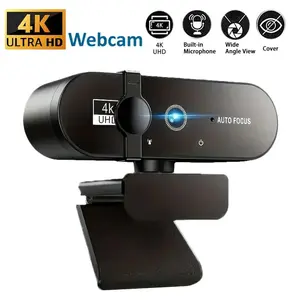 4K Webcam (Choose 1080p/2K/4K) – Noise-Canceling Mics, Wide-Angle Lens, Privacy Cover, Autofocus USB Camera for PC/Laptop Gaming, Streaming, Zoom/Skype, HDR, Low-Light Correction, Plug & Play