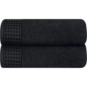 100% Cotton 2 Pack Oversized Bath Towel Set 28x55 Inches, Ultra Soft Highly Absorbant Compact Quickdry & Lightweight Large Bath Towels, Ideal for Gym Travel Camp Pool - Black