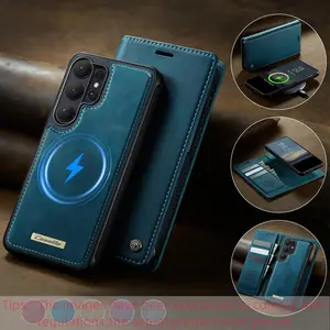 Detachable Wallet Case for Galaxy S26/s25/24/23/22/21 Ultra/plus/edge 5G, 2-In-1 Flip Cover with Card Slot & Magnetic Wireless Charger Stand