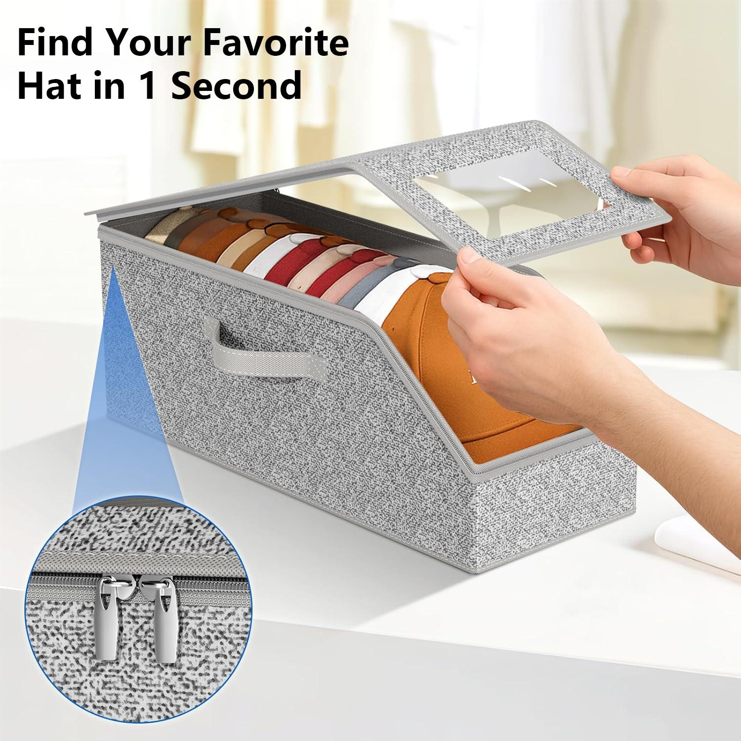 Stackable Baseball Cap Storage Box, Foldable Durable Cardboard Organizer Holds Up to 12 Hats, Dustproof & Space Saving Multipurpose Storage for Hats, Toys and Accessories, Ideal for Home Bedroom Closet Wardrobe Stackable Baseball Cap Storage Box, Foldable Durable Cardboard Organizer Holds Up to 12 Hats, Dustproof & Space Saving Multipurpose Storage for Hats, Toys and Accessories, Ideal for Home Bedroom Closet Wardrobe