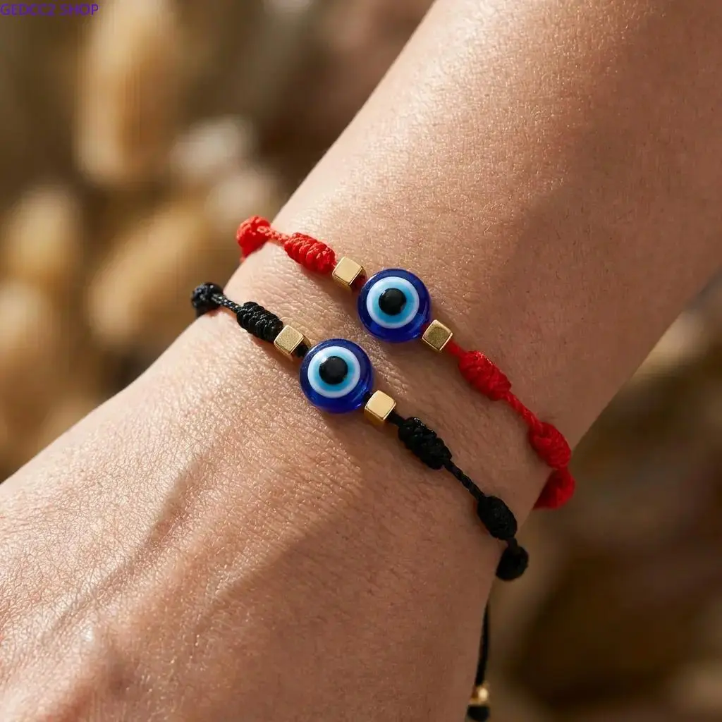 7 Knot Evil Eye Bracelets Set – Handmade Braided Protection Inspired String Bracelets with Blue Eye Charm, Adjustable Matching Wrist Jewelry for Women & Men, Daily Wear & Gift