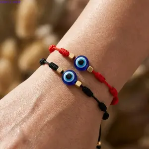 7 Knot Evil Eye Bracelets Set – Handmade Braided Protection Inspired String Bracelets with Blue Eye Charm, Adjustable Matching Wrist Jewelry for Women & Men, Daily Wear & Gift