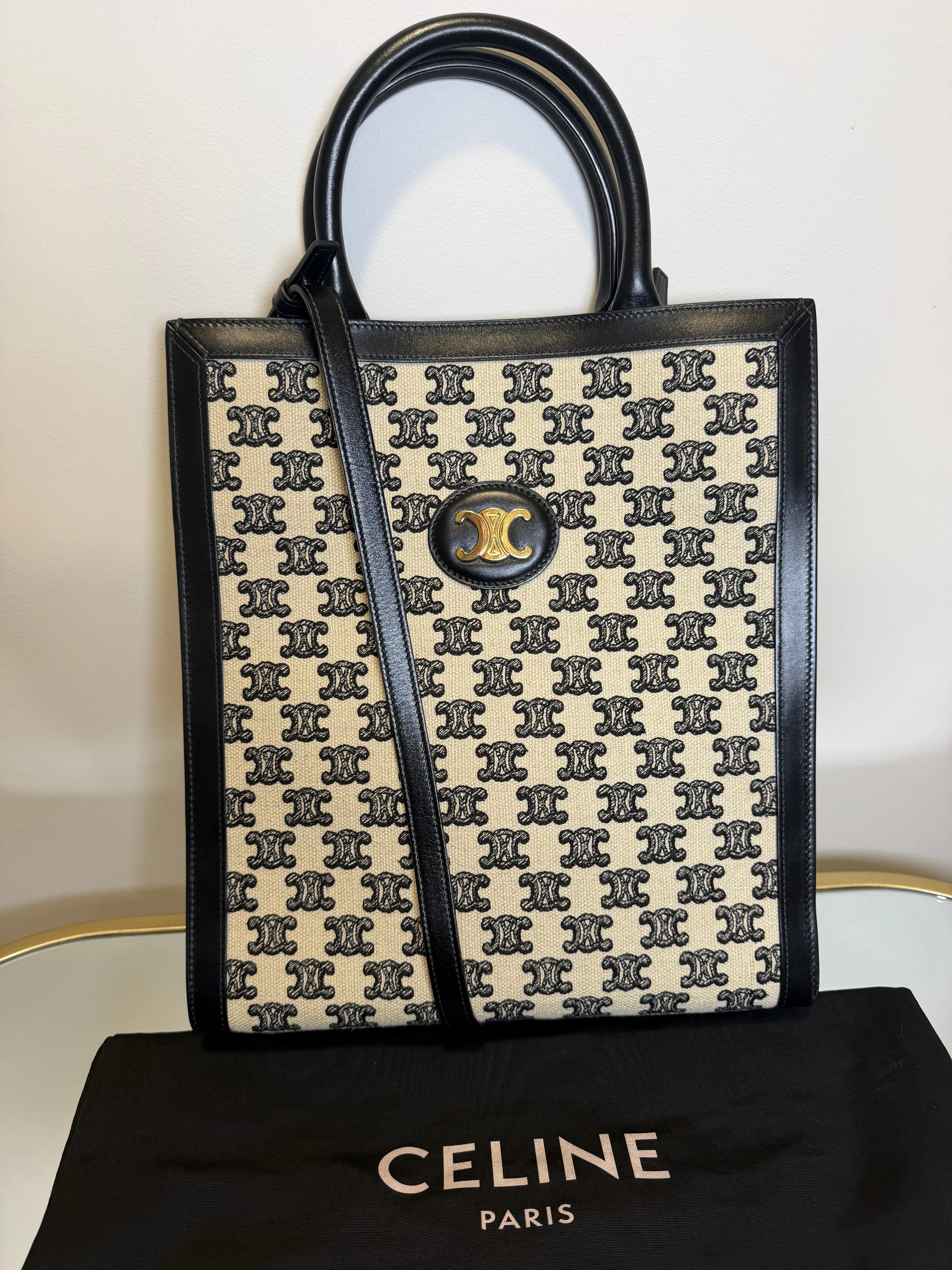 Pre-owned Celine canvas Crossbody Bags Triomphe Vertical Crossbody Bag