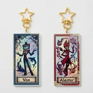 Hazbin Hotel Alastor Vox Japanese Style Inspired Holographic Keychain Charm, Hazbin Gifts
