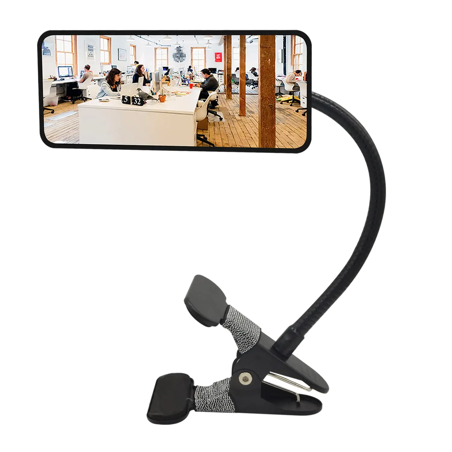 Glass Clip On Security Mirror, Flexible Convex Cubicle Mirror for Personal Safety and Security Desk Rear View Monitors or Anywhere (6.69" x 2.95", Rectangle)