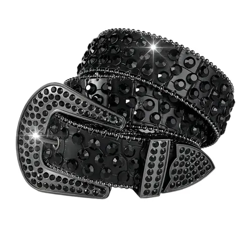 Rhinestone Buckle Punk Belt for Women and Men, Trendy Versatile Waist Belt, Exquisite Belt, Rhinestone Studded Belt, Rhinestone Decorated Belt, Great Birthday Gift for Your Girlfriend
