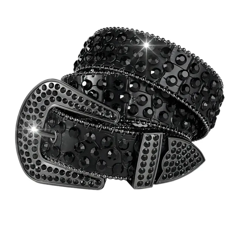 Rhinestone Buckle Punk Belt for Women and Men, Trendy Versatile Waist Belt, Exquisite Belt, Rhinestone Studded Belt, Rhinestone Decorated Belt, Great Birthday Gift for Your Girlfriend
