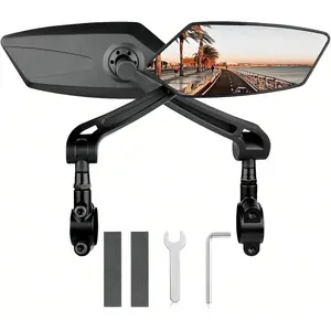 2 Pack  Mirrors,eBike Handlebar Mirror,360? Adjustable and Rotatable Safety  Rear View Mirrors, Scratch Resistant Glass Lens, Universal Fit Accessories