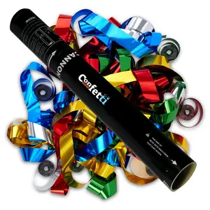 Dazzling Multicolor Metallic Streamer Hand Confetti Cannon 24"