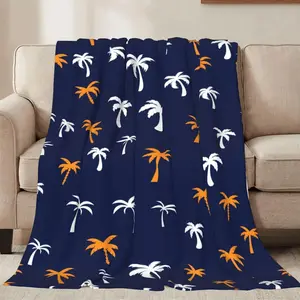 Coconut Palm Tree Throw Blankets All Season Ultra Soft Warm Summer Tropical Theme Flannel Blanket for Home Bed Sofa Couch Chair Outdoor Travel Camping