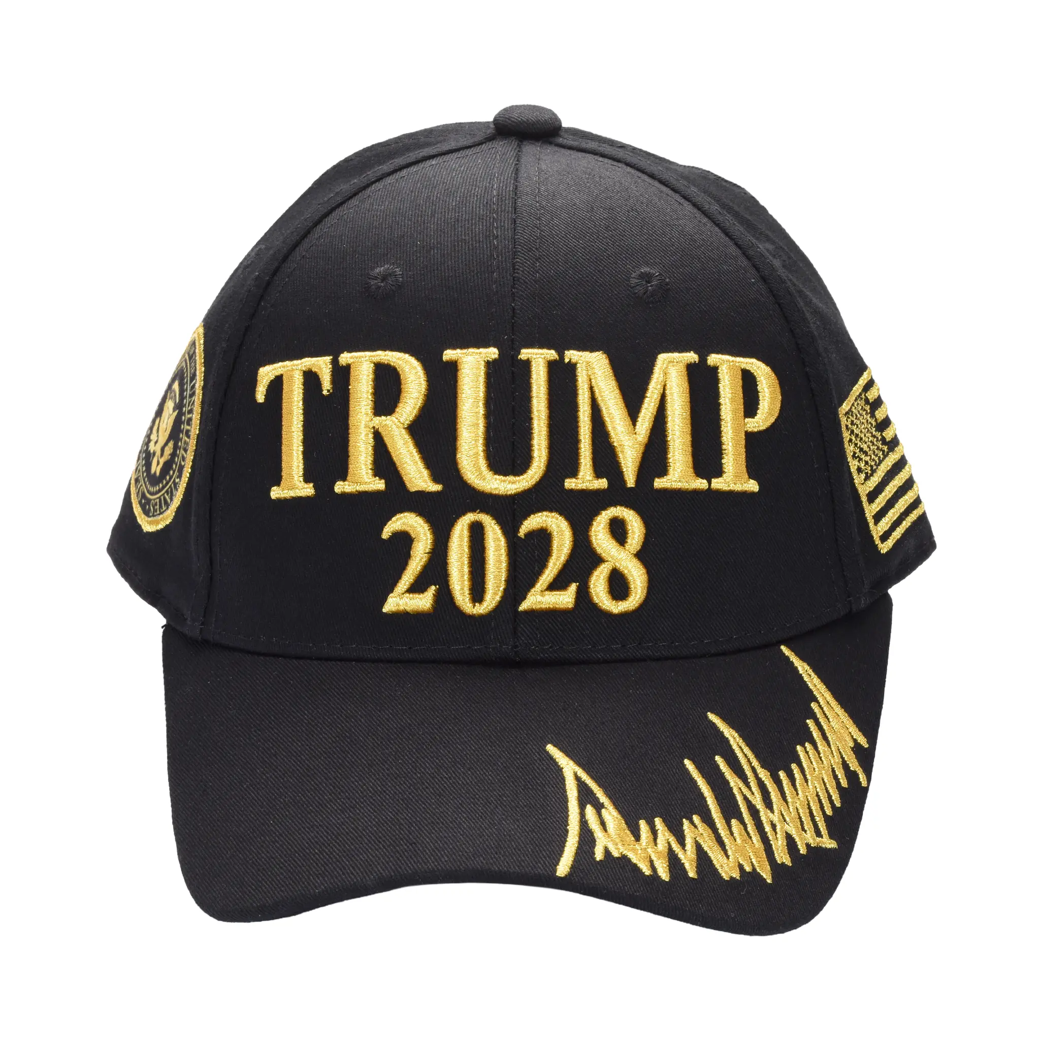 Trump 2028 Cap with Presidential Seal – Embroidered Black MAGA Hat, Adjustable Dad Cap
