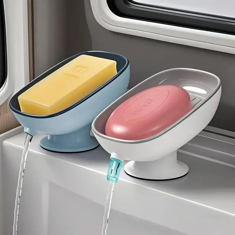 Bathroom Soap Storage Holder PS Material Open Double Layer Detachable Drainage Tray Anti-stagnant Water