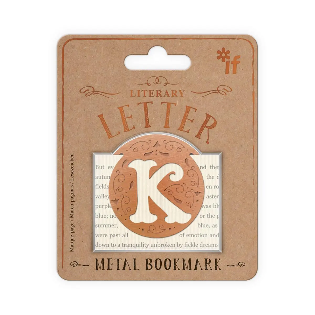 212 MAIN Literary Letters Bookmark, Letter K, 3.5x4.3 in, Etched Detail Office Stationery Page Marker for USA Users