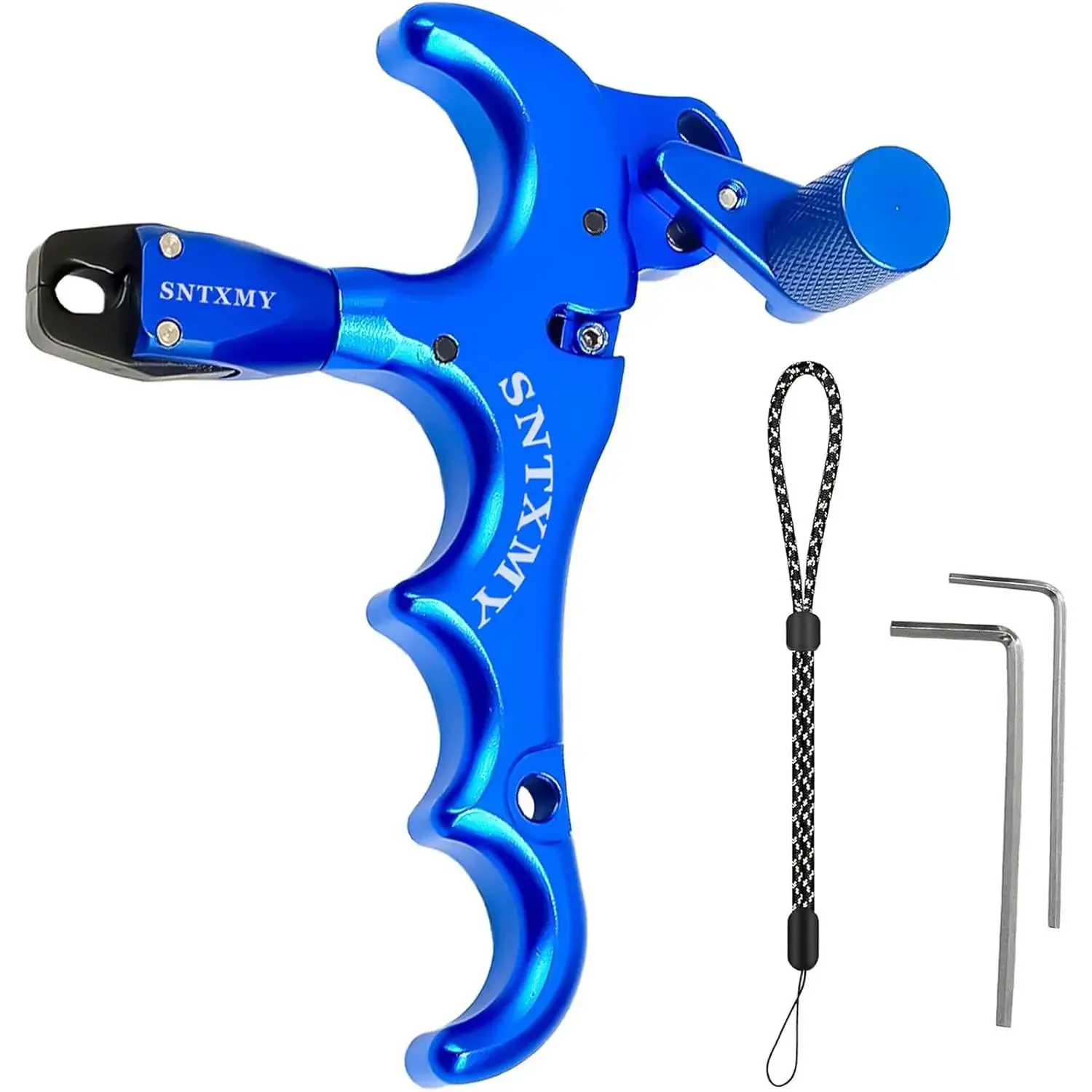 4-Finger Thumb Release Aid, Resistant Aluminum Alloy Design with 360-Degree Rotatable Head and Adjustable Sensitivity for Compound Bow Accuracy