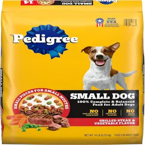 Pedigree Complete Nutrition Adult Small Dog Dry Dog Food, Grilled Steak & Vegetable Flavor, 14 lb. Bag