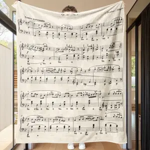 Piano Music Sheet Blanket Flannel Music Notes Throw Blankets for Teacher Adult Kids Music Lovers Gifts Decor for Home Bed Couch tiktokshopspringglowup
