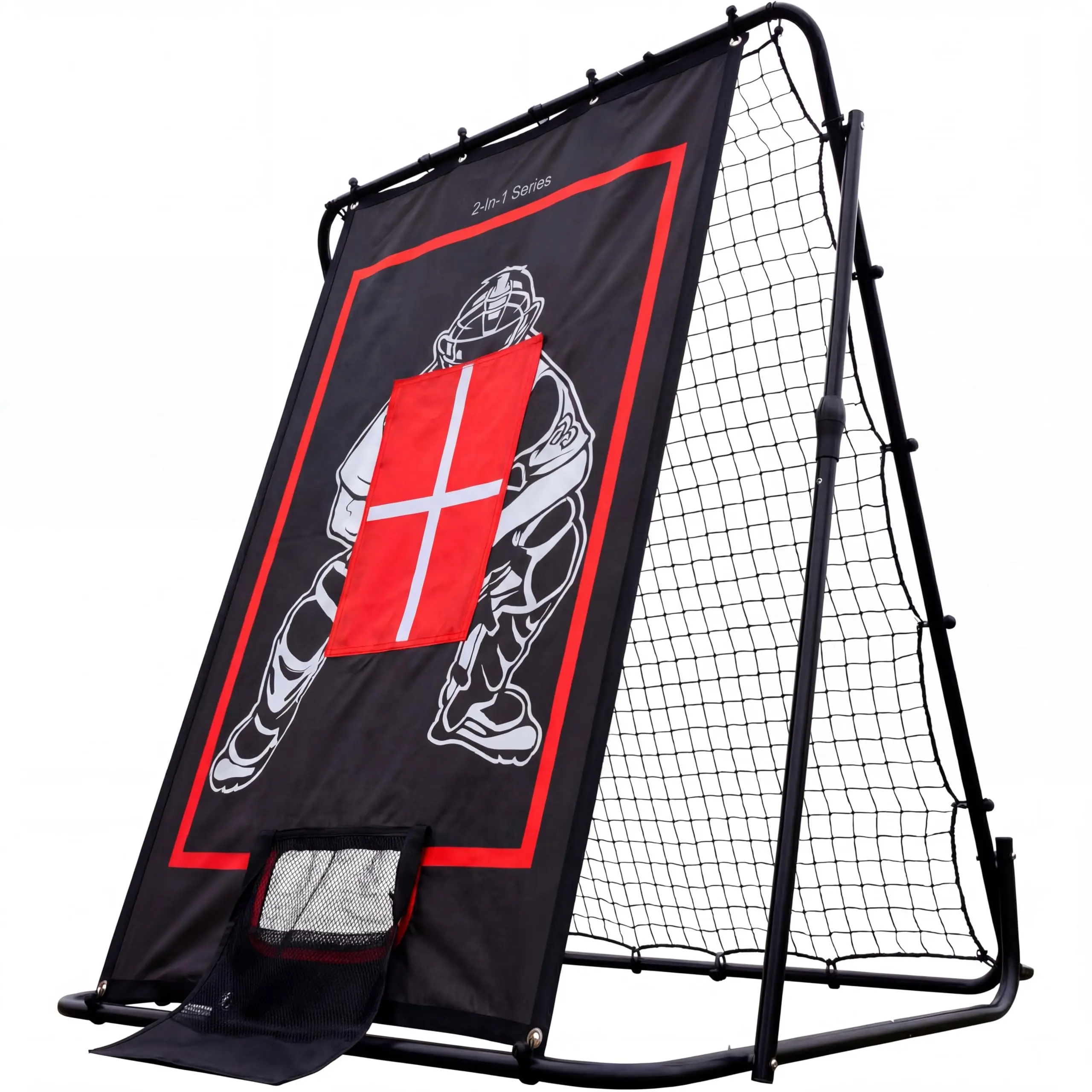 2-in-1 Baseball Pitching Net with Rebounder – Pitchback Trainer with Strike Zone for Throwing, Fielding & Solo Practice
