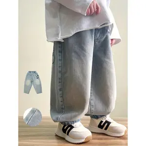 [Solely One Pair of Pants]Boys' Denim Trousers, Boys' Animal Embroidered Jeans, Little Boys' Jeans.Boys' Casual Pants for Going Out, Boys' Fashionable And Easy Pants, Cute Style, Comfortable Elastic Waistband, Outdoor Sports