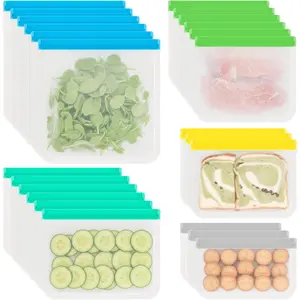 24 Pack  Gallon Freezer Bags, PEVA  Storage Bags, Ziplock Freezer Bags for Meals,  & Travel Organization- Leak-proof  6 Gallon 6 Large 6 Quart 3 Sandwich 3 Snack Bags