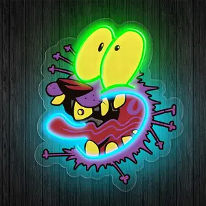 Timid Puppy Neon Light USB Powered LED Night Light with 10 Adjustable Brightness Levels Cute Dog Neon Wall Decor for Bedroom Living Room Game Room Aesthetic Room Decoration Gift