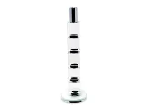 HomeRoots 590243 11 in. Silver, Clear & Black Geo Crystal Tabletop Taper Candlestick