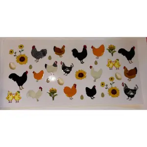 Chicken Pattern UV DTF Wrap | Farmhouse Tumbler Decal | Sunflower Chicken Cup Wrap | 20oz Skinny