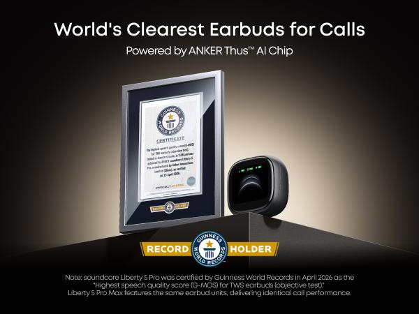 soundcore Anker Liberty 5 Pro Max Wireless Earbuds, Exclusive Limited: Add $5/$10 for Extra Premium Gift, AI Note-Taker for In-Person Meetings, Whisper-Clear Calls, Active Noise Cancelling, 1.78" AMOLED Smart5 Mins Charge = 4 Hrs Playtime soundcore Anker Liberty 5 Pro Max Wireless Earbuds, Exclusive Limited: Add $5/$10 for Extra Premium Gift, AI Note-Taker for In-Person Meetings, Whisper-Clear Calls, Active Noise Cancelling, 1.78" AMOLED Smart5 Mins Charge = 4 Hrs Playtime