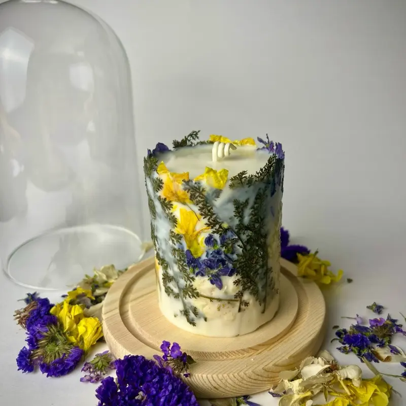 Meadowlight Collection Pressed Flower Candle - Spring Gift, Cottagecore Home Decor