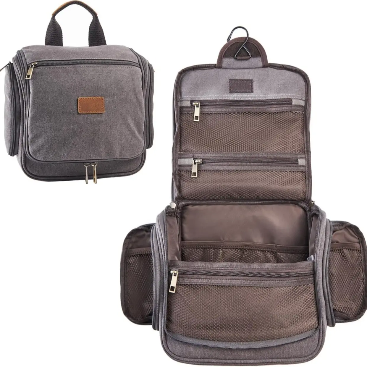 Personalized Canvas Hanging Toiletry Bag Man Wash Bag with Multiple Compartments Durable Zipper for Travel Organized Storage