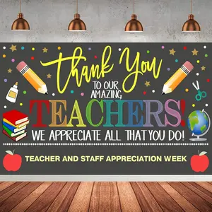 Teacher Appreciation Week Backdrop Banner Thank You Teachers for School Classroom Office Background Decoration