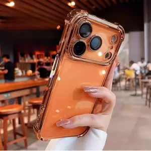 New Electroplated Transparent Shockproof Phone Case, Compatible with iPhone 17/17 Air/17 Pro/17 Pro Max/16/16 Plus/16 Pro/16 Pro Max/15/14/13/12 Pro Max Plus, Four Corners Shockproof, Anti-Vibration
