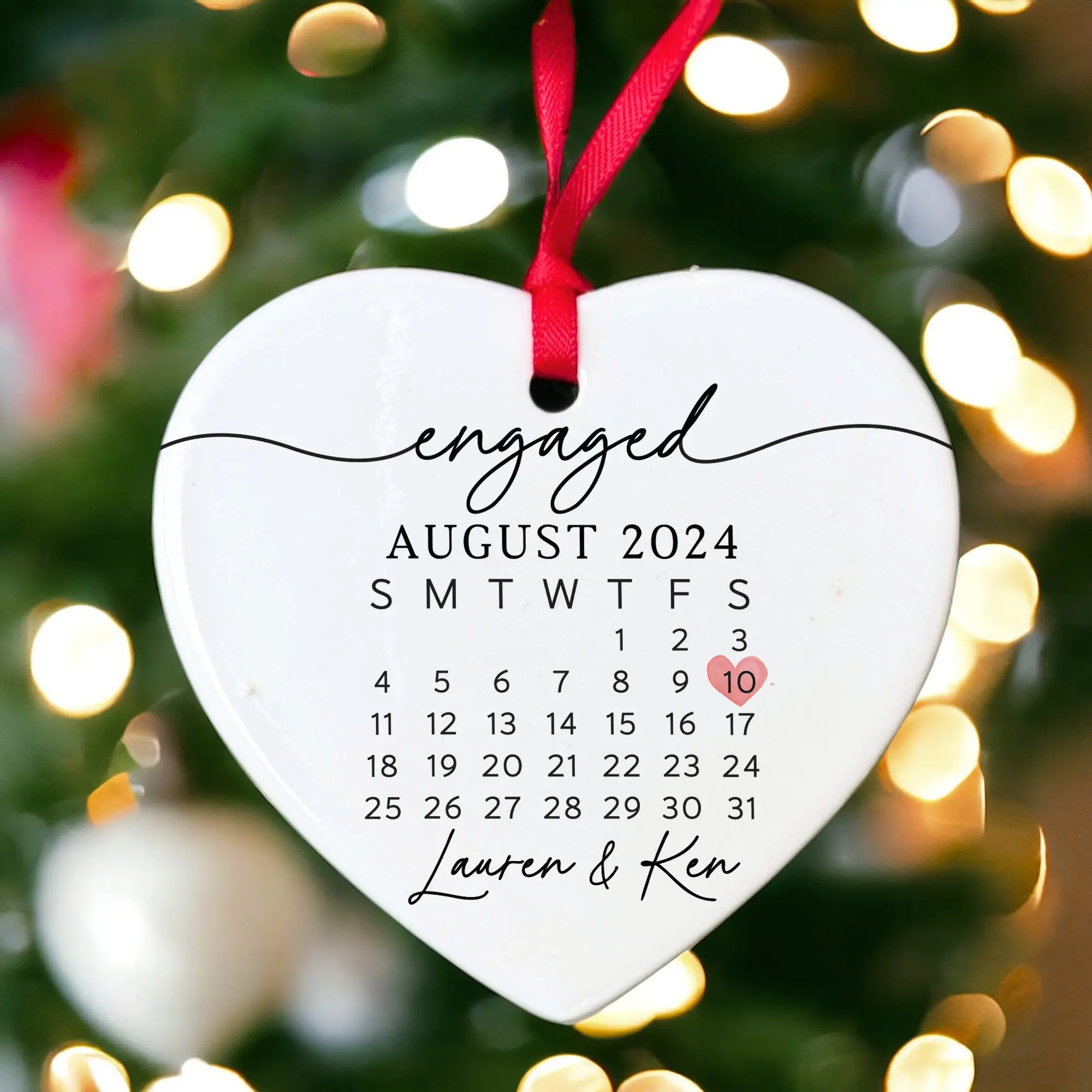 Engagement Christmas Ornament - Engagement Gift For Women Couples Her - 2024 Christmas Ornament - Personalized Christmas Ornaments