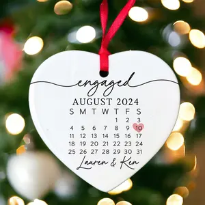 Engagement Christmas Ornament - Engagement Gift For Women Couples Her - 2024 Christmas Ornament - Personalized Christmas Ornaments
