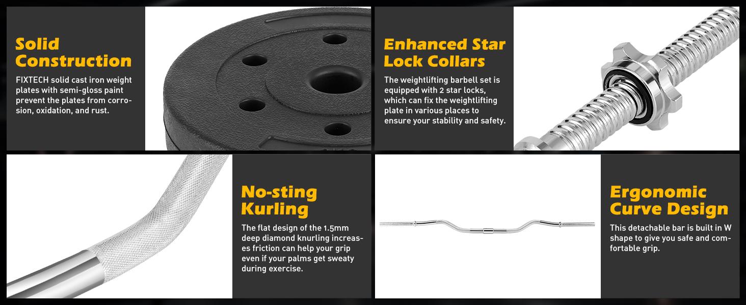 66LB Curling Bar & Dumbbell Set – 2-in-1 Home Workout Essential