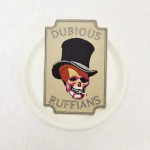 1PCS punk style top hat skull embroidery patch, suitable for DIY decorative patches on hats, bags, shoes, and clothing, durable material with back hot melt adhesive that can be sewn, ironed, and washed