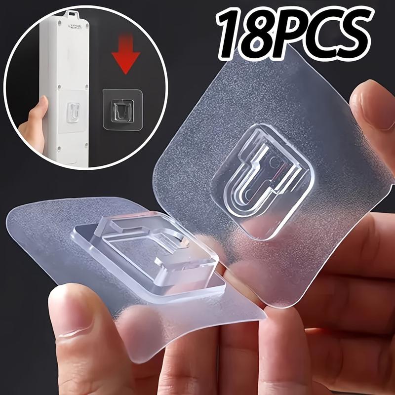 18-Piece Utility Hook Set, Casual Style, Easy Installation, Wall Hanging Adhesive, Multi-Use Plastic Hooks for Router, Socket, Frame, Remote Control