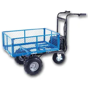 Landworks Utility Wagon Super Duty Electric 48V DC 500W AGM Battery 500-1000 lbs Load & Hauling Wheelbarrow Barrel Dump Power Wagon