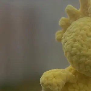 Hand crocheted yellow bird