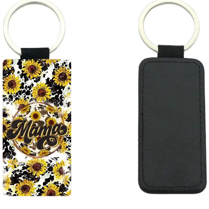 Cute Cow Print and Sunflower Mama Keychain - Black & White Design, Keyring Attachment, Cute Cow Theme