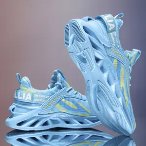 Unisex blade hiking shoes - shock-absorbing breathable mesh surface and EVA sole, lightweight low-top lace-up design, striped embellishment is suitable for outdoor jogging, hiking, camping - comfortable in all seasons