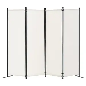 VEVOR Room Divider, 4 Panel Room Dividers and Folding Privacy Screens, Fabric Partition Room Dividers for Office, Bedroom, Dining Room, Study, Freestanding, White