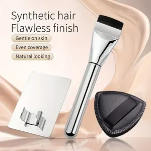 1/3 Piece Makeup Tool Set, Includes Flat Foundation Brush, Multi-Functional Wet & Dry Concealer Puff, Color Mixing Palette