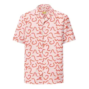 Wiggle Worms Button Up Unisex Oversized Hawaiian Shirt Unique Funny Gift Idea Casual 100% Woven Polyester Fabric Relaxed Fit Short Sleeves Spread Collar Button Closure Sublimation Printing
