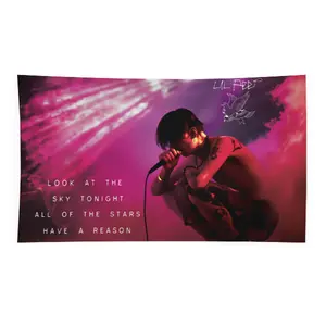 1pc TapestryLilPeep Bedroom Aesthetic LilPeep Star Shopping Tapestry Wall Hanging Room Pop Art Home Decor Living Room Dorm Decoration Curtain Balcony Partition Scene Cloth Background Fabric with Free Installation Kit