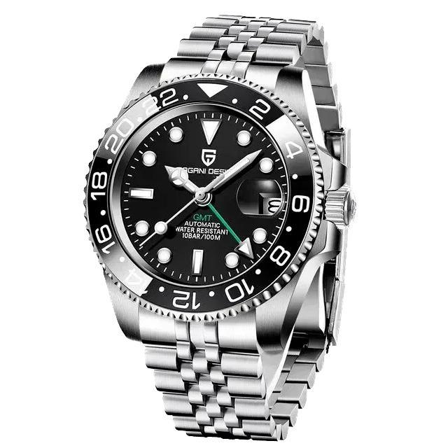 Pagani Design PD-1662 GMT Men's Watch - Automatic Self-Wind, GMT Dual Time Zone, Ceramic Bezel, Sapphire Crystal, 100M Water Resistant, Luxury Sport Watch