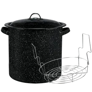 Cinsa 320682 15.5 qt. Water Bath Canner with Jar Rack, Black