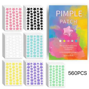 560 Pcs Star Acne Stickers, Comfortable Blemish Patch, Hydrocolloid Acne Patch, Portable Facial Care, Suitable for All Occasions, 7 Colors, Makeup Essential