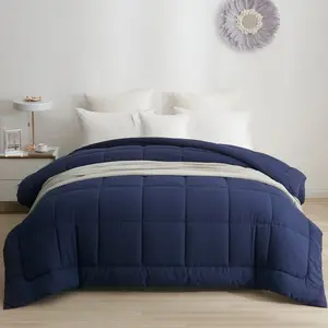 BedTreat Down Alternative Comforter Twin Duvet Insert With Corner Tabs, All Season Quilted Bed Comforter Box-Stitched Twin Comforter Blue，Machine Washable Microfiber Bedding