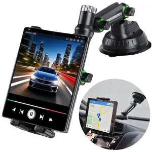 Dashboard Windshield Tablet Phone Mount Holder for Car, 360° Rotatable Car Suction Cup Front Window Phone Stand with Large Clamp Universal for iPhone 17 16 15 14 Pro Max Plus,for iPad Pro 11 / 10.5 / 9.7 iPad Mini 4/3/2/1 iPad Air 5/4/3/2,for Samsung