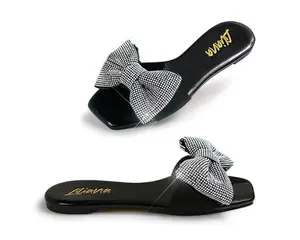 MIRA BOW EMBELLISHED FLATS (Black)